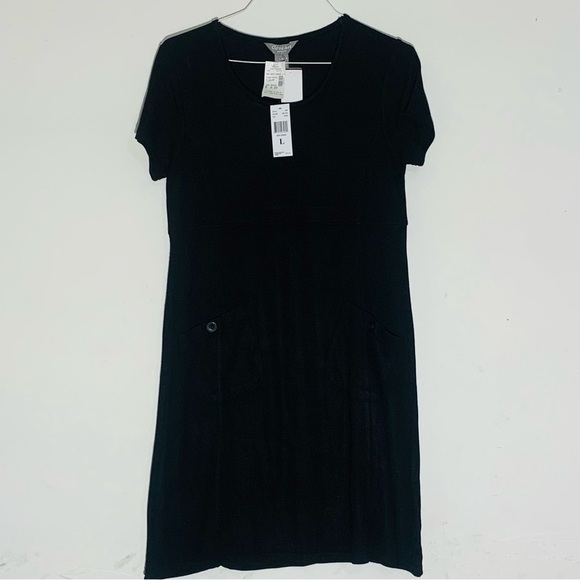 NEW-Contact New York Black Short Sleeve Dress SZ L - Picture 1 of 6